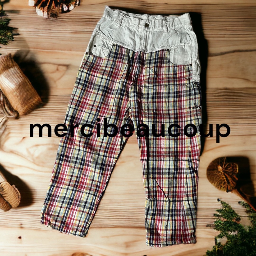 mercibeaucoup(メルシーボークー)のmercibeaucoup メルシーボークー チェック 深股 サルエルパンツ レディースのパンツ(サルエルパンツ)の商品写真