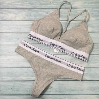 シーケーカルバンクライン(ck Calvin Klein)の新品 カルバンクライン　レディース　ブラ&Tバック　グレー　Sサイズ(ブラ&ショーツセット)