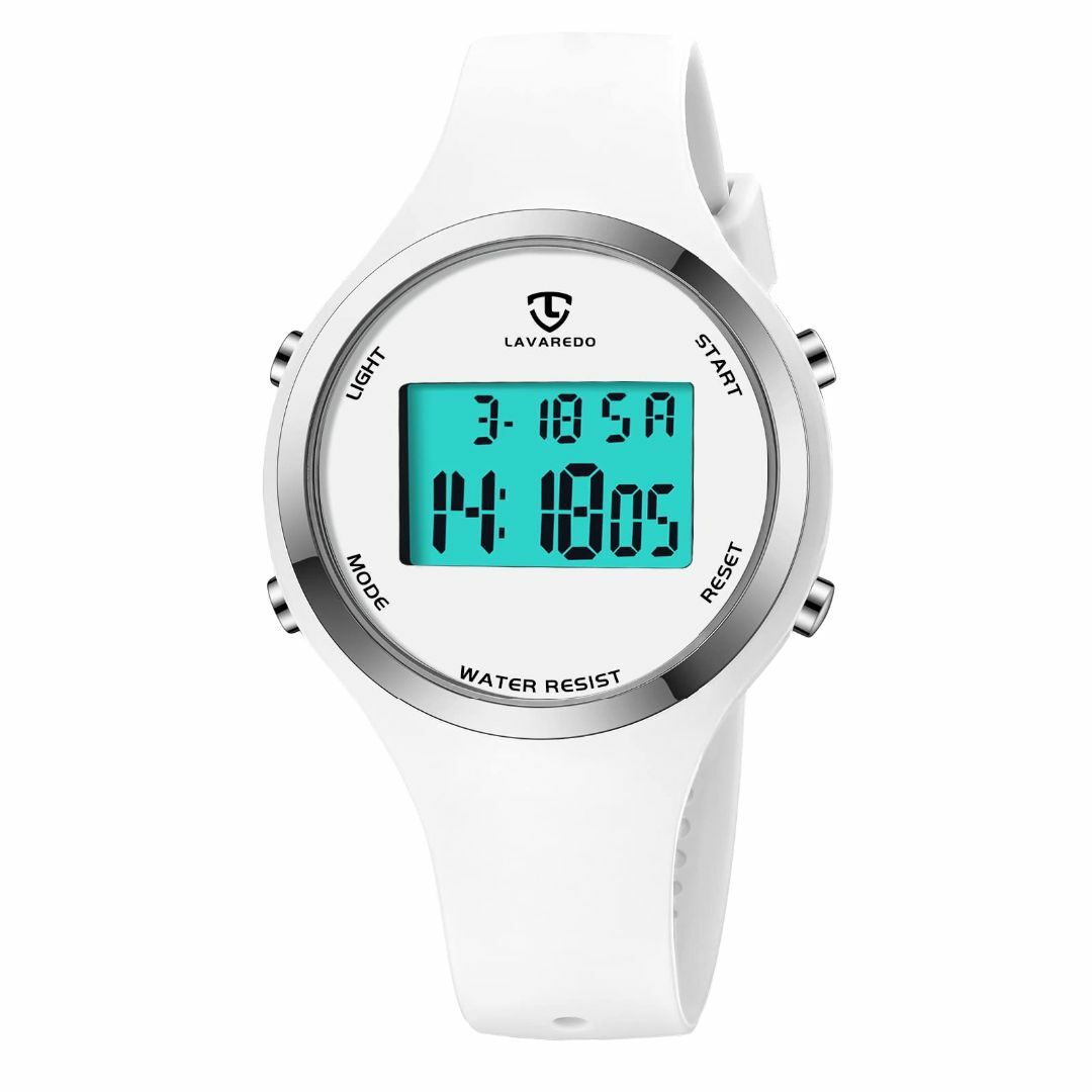【色: ホワイト】デジタル腕時計 レディース 細め うで時計 おしゃれ 防水 腕 6