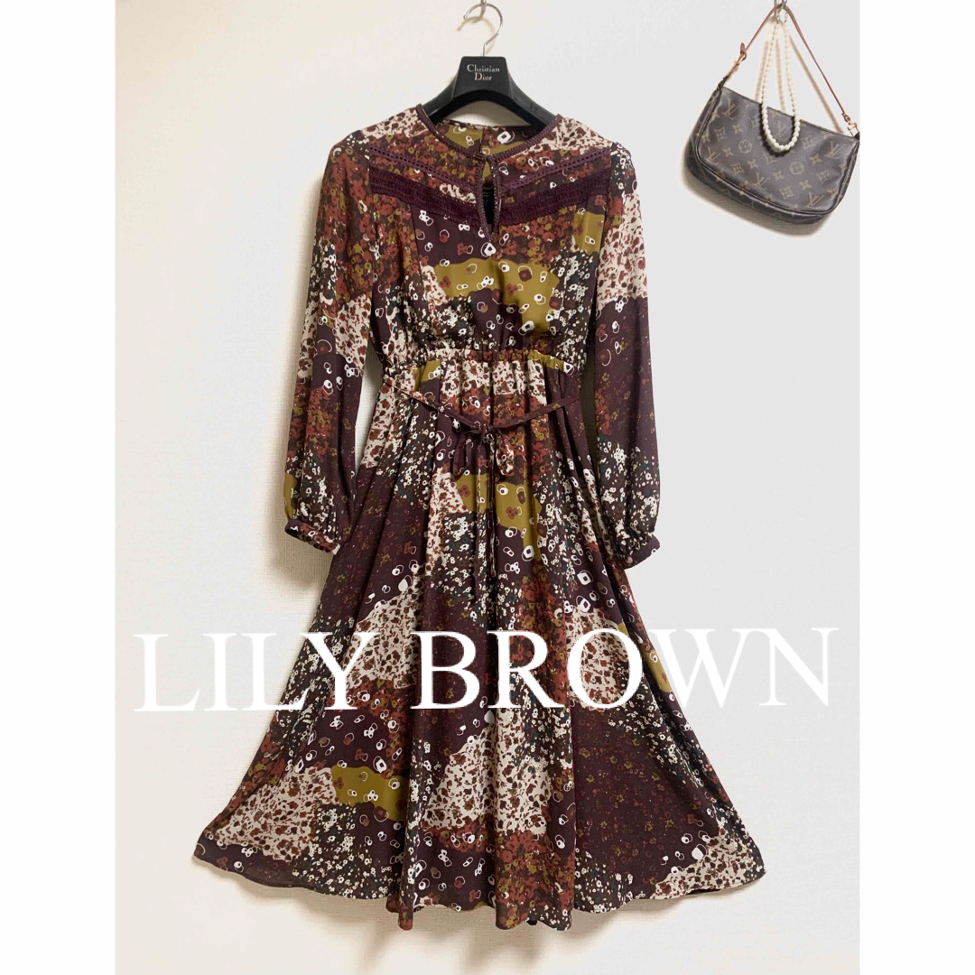 LILY BROWN リリーブラウン 長袖 ロングマキシ 総柄 ワンピース