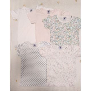 プチバトー(PETIT BATEAU)のプチバトー 肌着 104cm/4ans 半袖 5枚 Tシャツ(下着)