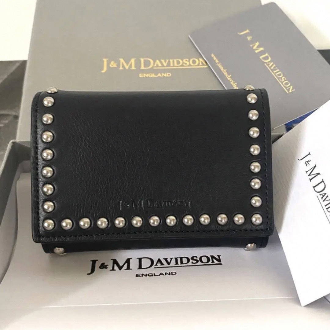 [3004]　未使用　＊J＆M　DAVIDSON＊　レザー　スタッズ　折財布