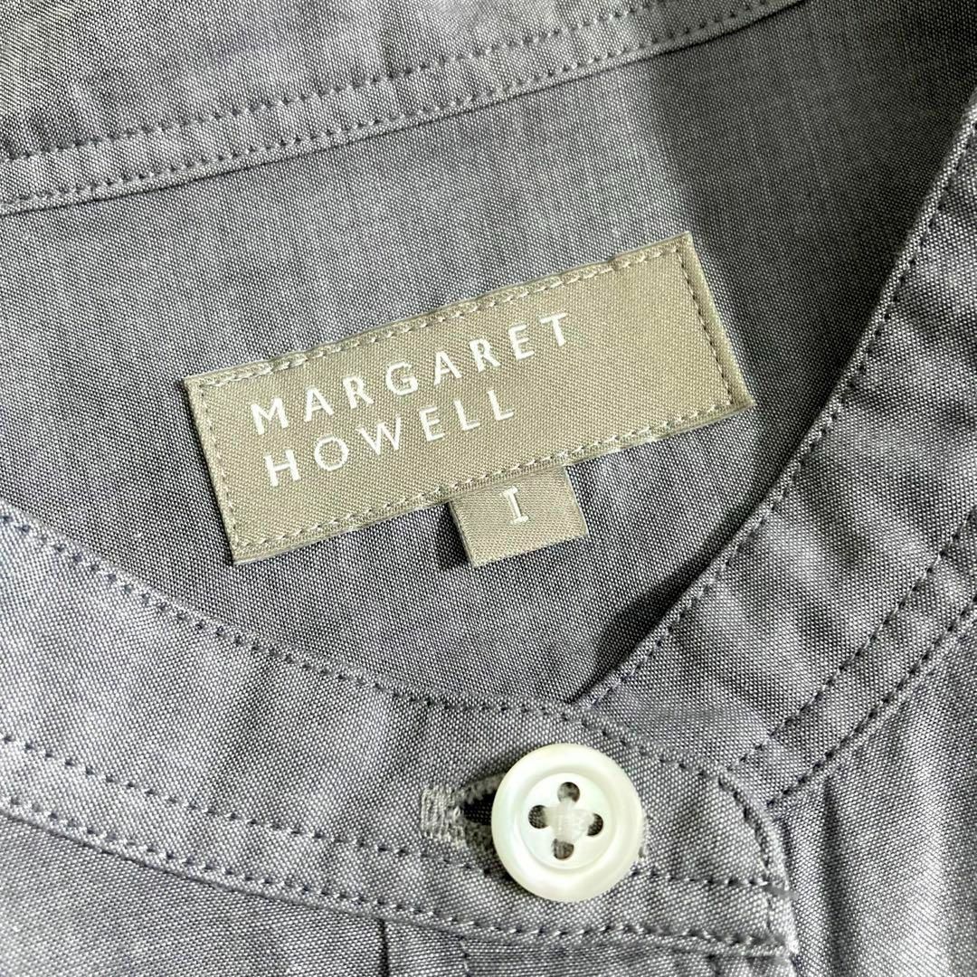 MARGARET HOWELL(マーガレットハウエル)のマーガレットハウエル バンドカラー シャツ 長袖 グレー サイズ1 コットン レディースのトップス(シャツ/ブラウス(長袖/七分))の商品写真