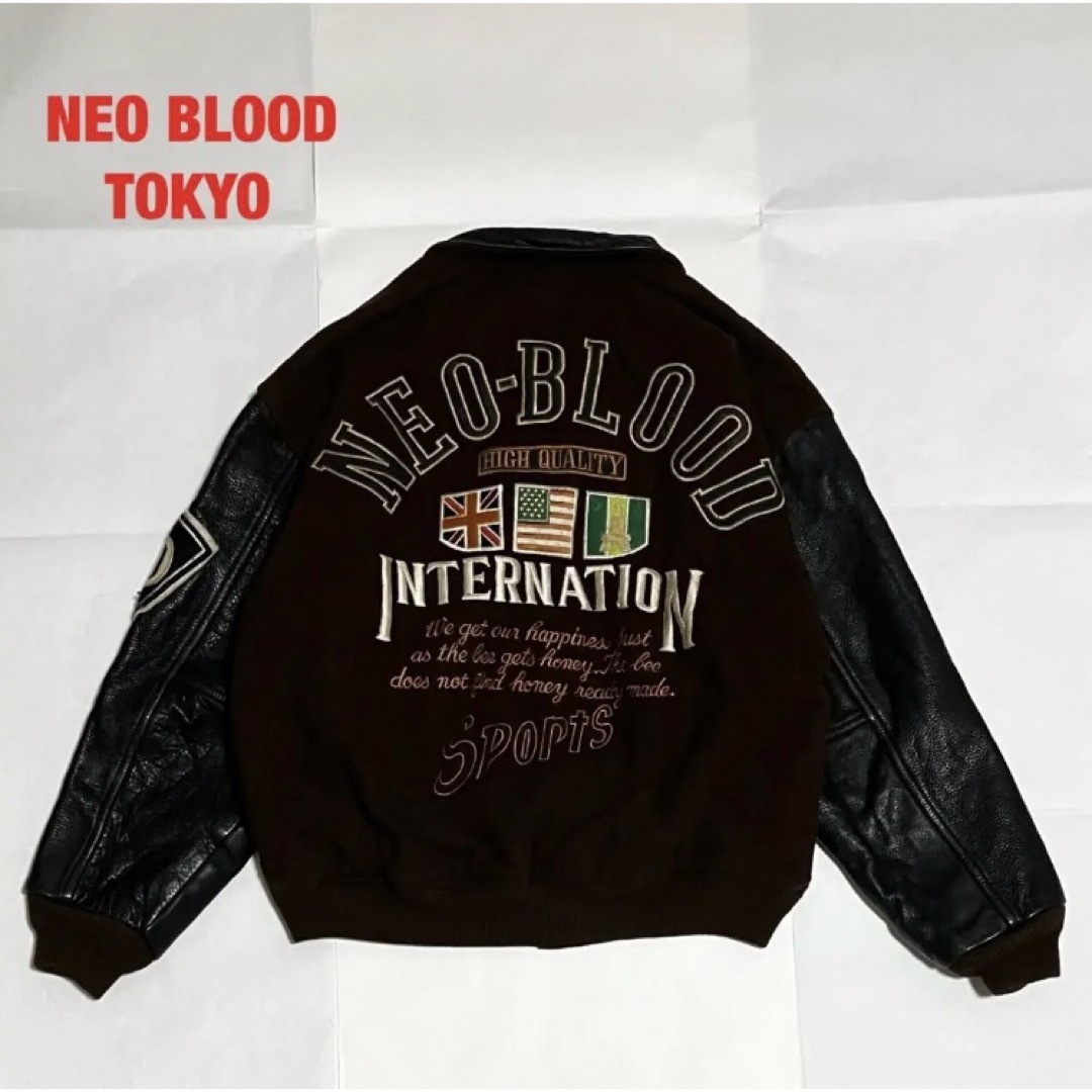 NEO BLOOD TOKYO　スタジャン　牛皮レザー　ワッペン　キルティング