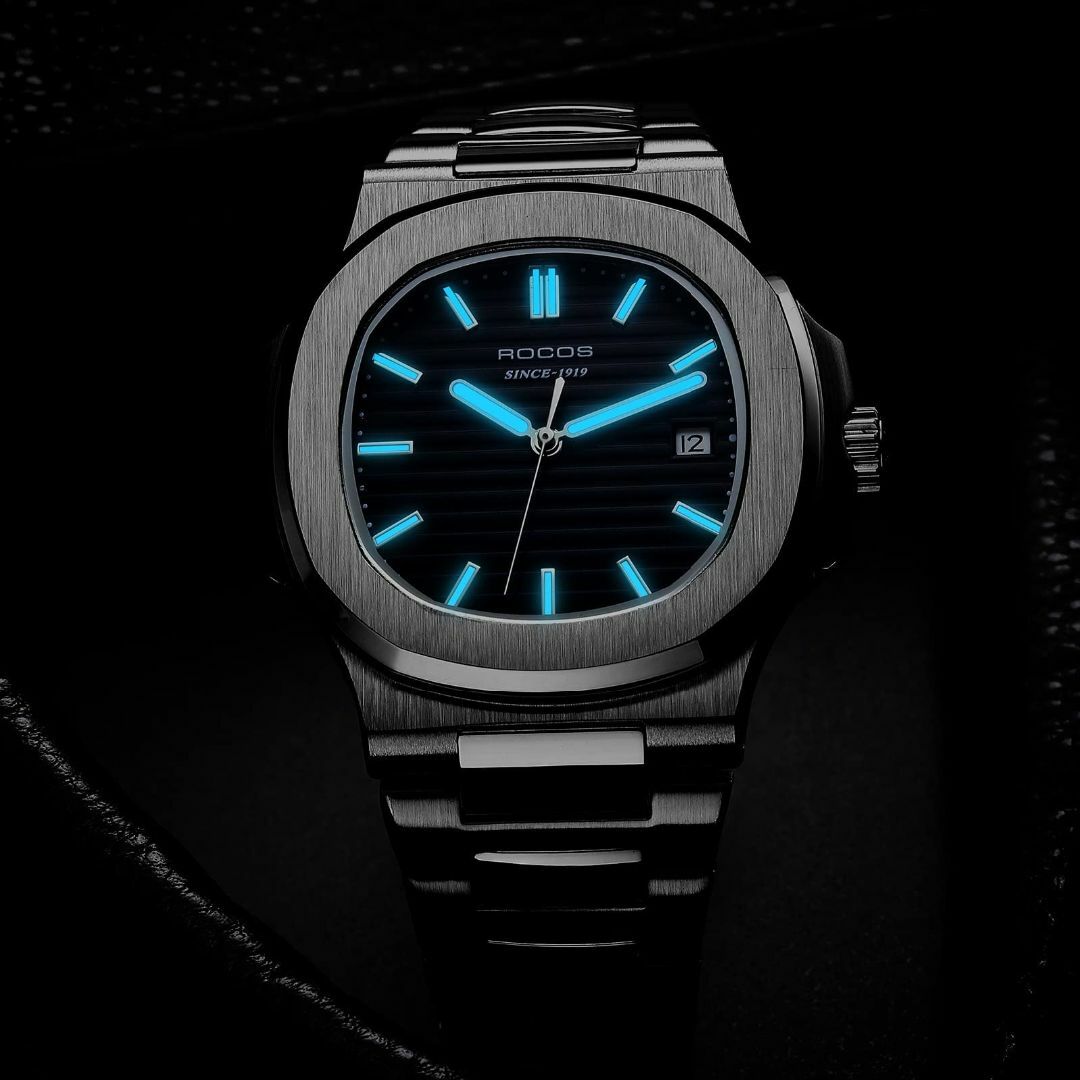 【色: ブラック】ROCOSJEWE 腕時計 メンズ 自動巻き アナログ時計 防 1