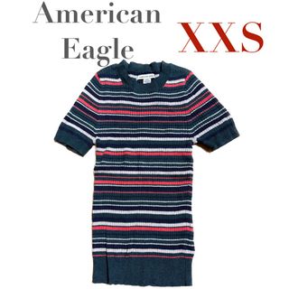 アメリカンイーグル(American Eagle)の【新品】American Eagle ボーダーニットトップス 半袖ニット　ニット(ニット/セーター)