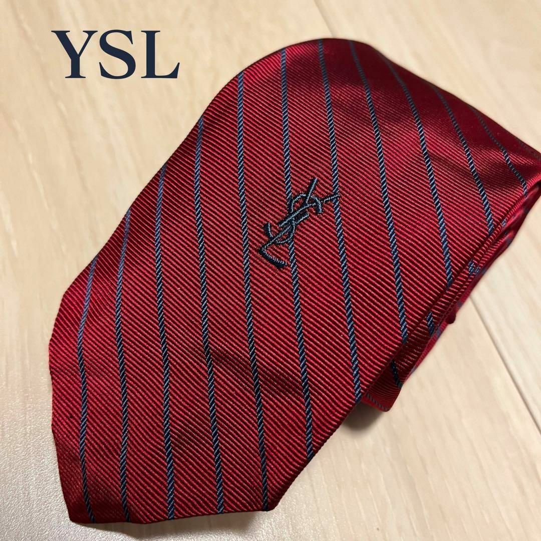 Yves Saint Laurent(イヴサンローラン)のイヴサンローラン YSL ネクタイ 　レッド　ストライプ メンズのファッション小物(ネクタイ)の商品写真