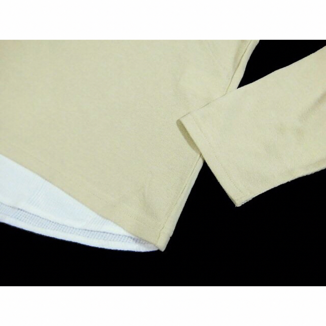 BEAMS(ビームス)の【BEAMS/ビームス】レイヤード風 梨地長袖カットソー ロンT ・淡い黄色XL メンズのトップス(Tシャツ/カットソー(七分/長袖))の商品写真
