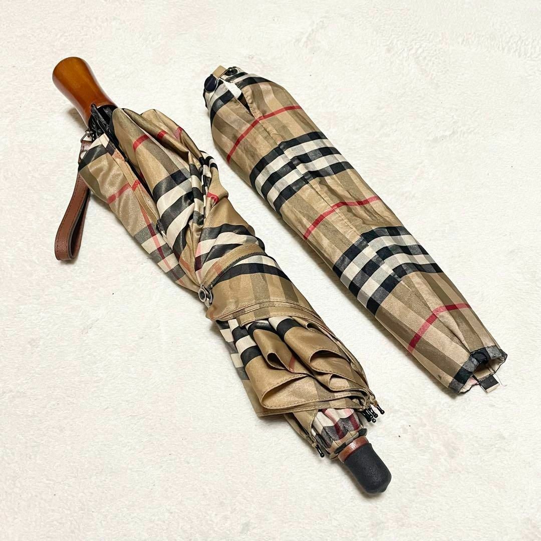 BURBERRY - 【人気柄✨】☆BURBERRY'S☆折りたたみ傘☆ベージュ☆ノバ