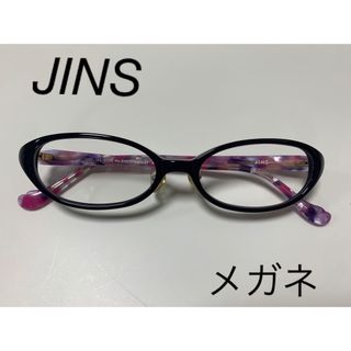 ジンズ(JINS)のJINS ジンズ 眼鏡 メガネ  フレーム 黒 ピンク(サングラス/メガネ)