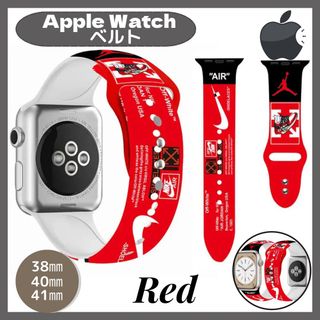 Apple Watch ラバー バンド ベルト レッド 38/40/41(ラバーベルト)