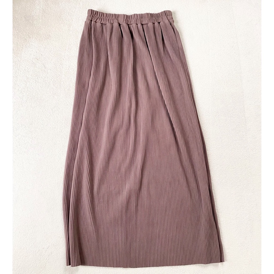 Re:EDIT(リエディ)のコーデュロイ風 プリーツIラインスカート モカ ブラウン  レディースのスカート(ロングスカート)の商品写真