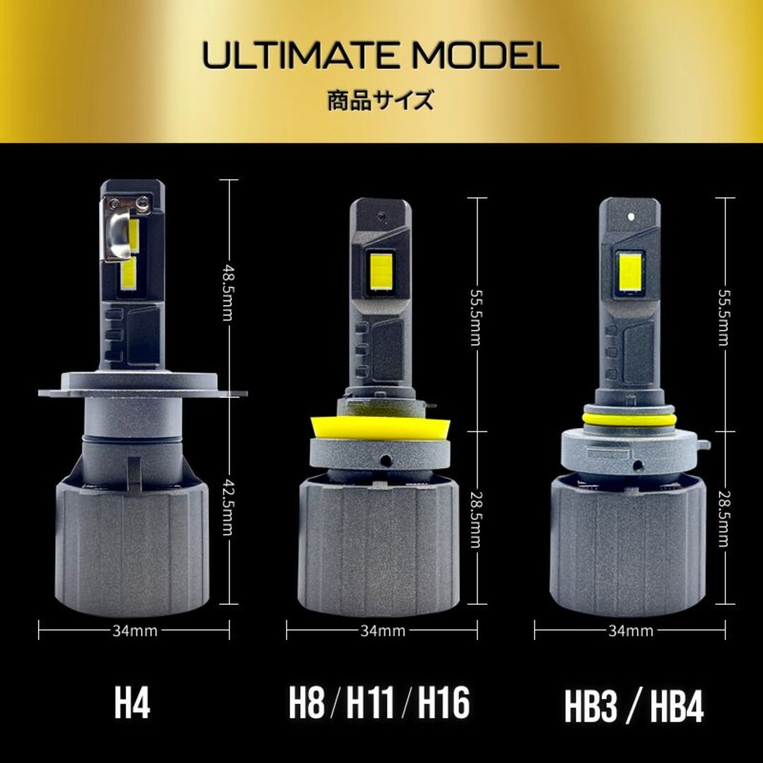 HB3 / HB4 LEDヘッドライト 最強 HIDより明るい 爆光 A