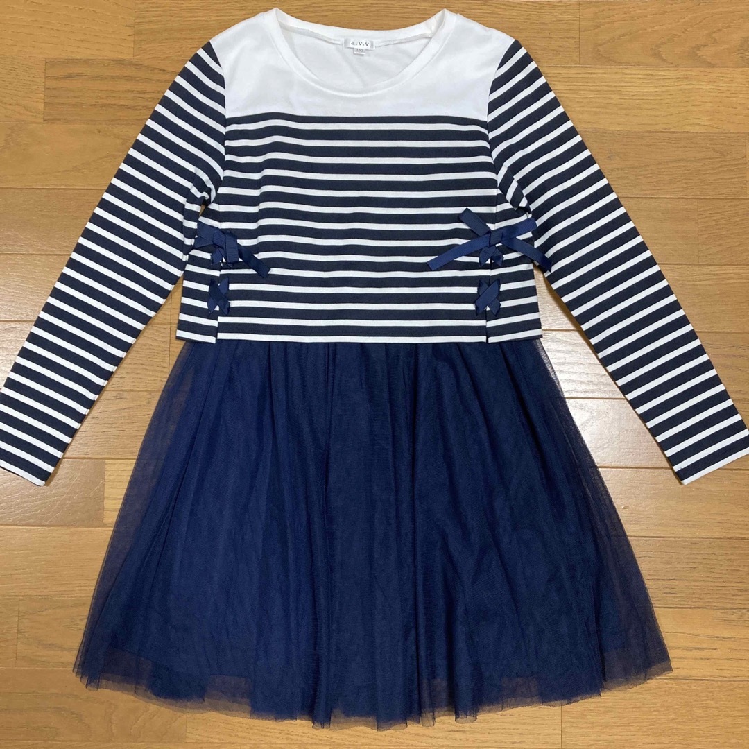 a.v.v(アーヴェヴェ)の切り替えワンピース　150 キッズ/ベビー/マタニティのキッズ服女の子用(90cm~)(ワンピース)の商品写真