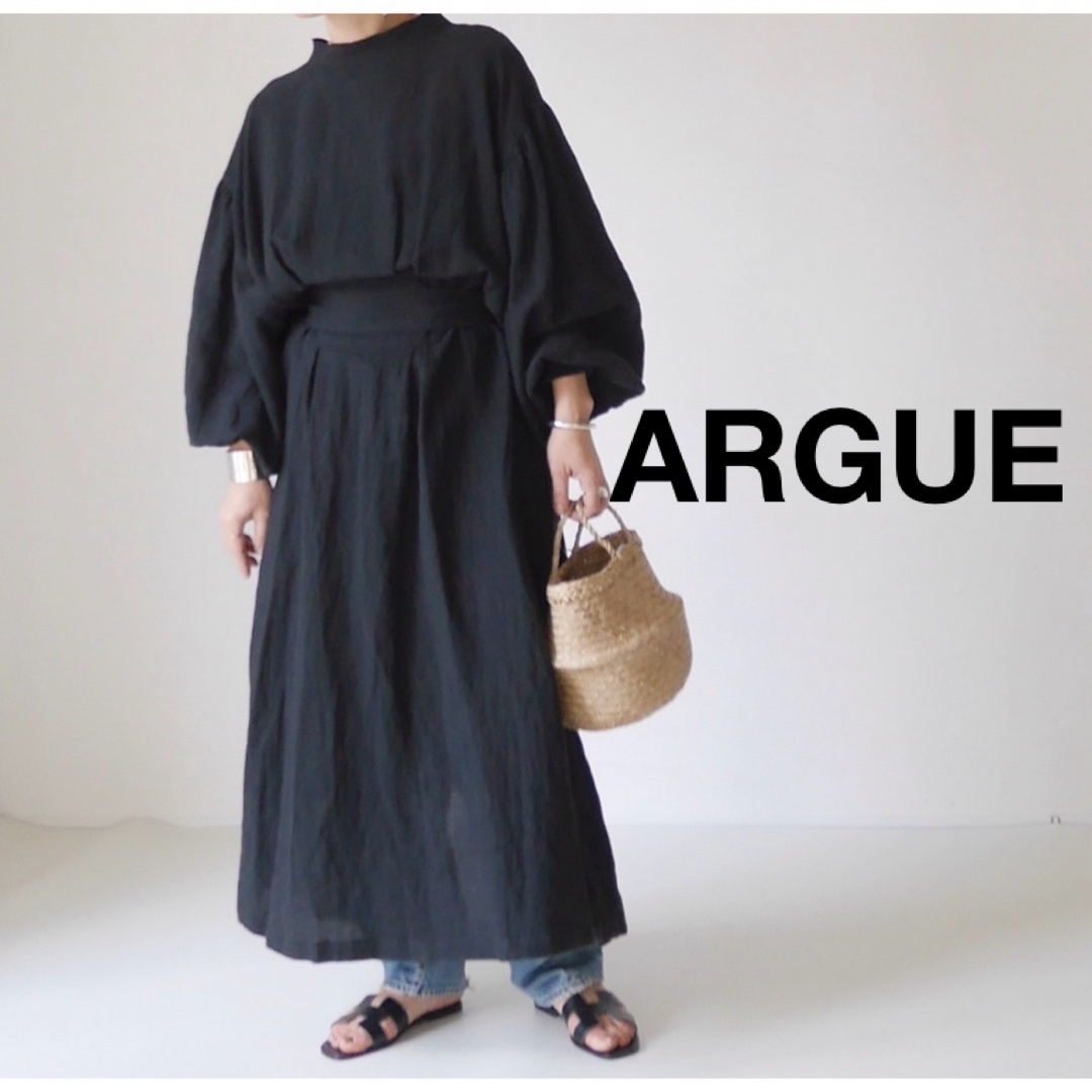 Argue cotton linen dressコットンリネンギャザーワンピース