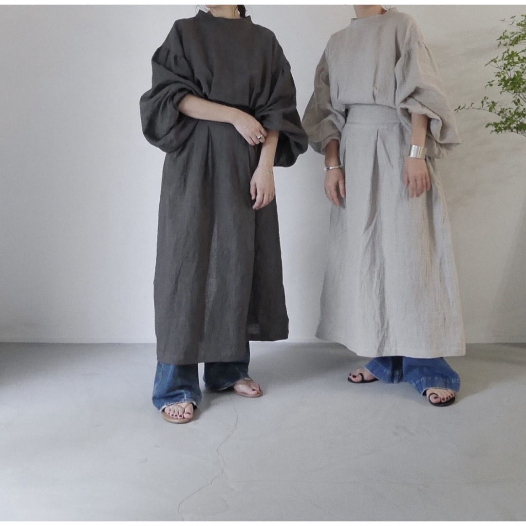 Argue cotton linen dressコットンリネンギャザーワンピース