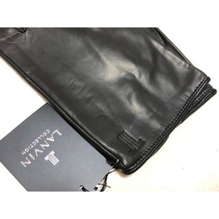 363新品LANVIN COLLECTION羊革レザーメンズ手袋スマホ対応濃茶