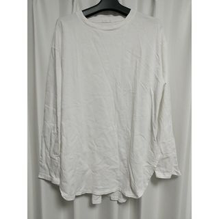 ジーユー(GU)のGU 長袖 Tシャツ Ｌサイズ 白 ホワイト 無地 カットソー ジーユー 古着(Tシャツ(長袖/七分))