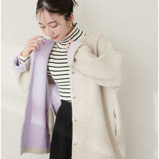 ナチュラルクチュール(natural couture)の美品⭐︎FOX混Wフェイスニットコート(ニットコート)