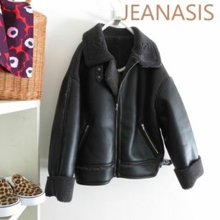 ジーナシス(JEANASIS)のJENASIS ジーナシス フェイクレザー　ボア　ジャケットコート　黒(その他)