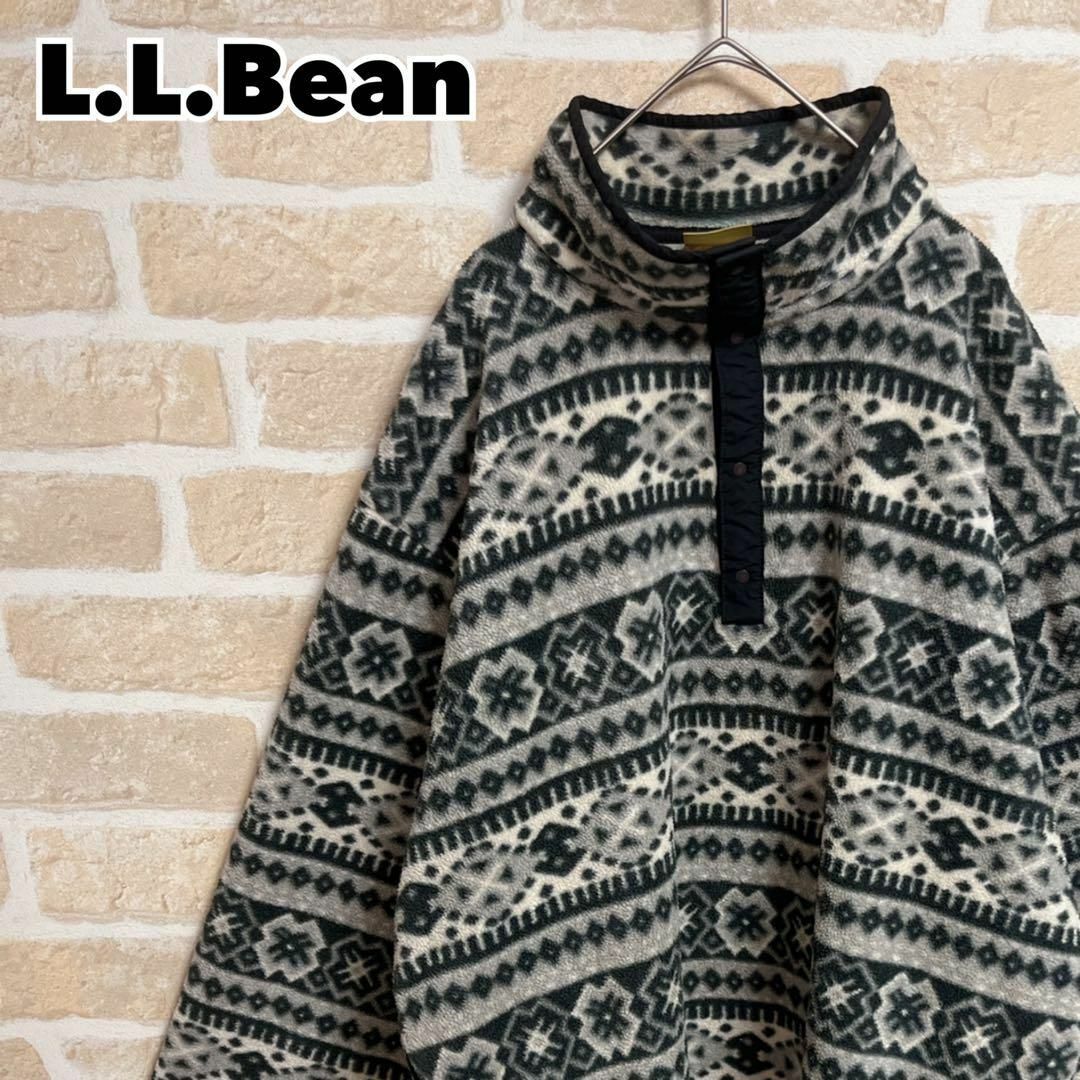 L.L.Bean - 【80s】 L.L.Bean エルエルビーン フリース スナップT 総柄
