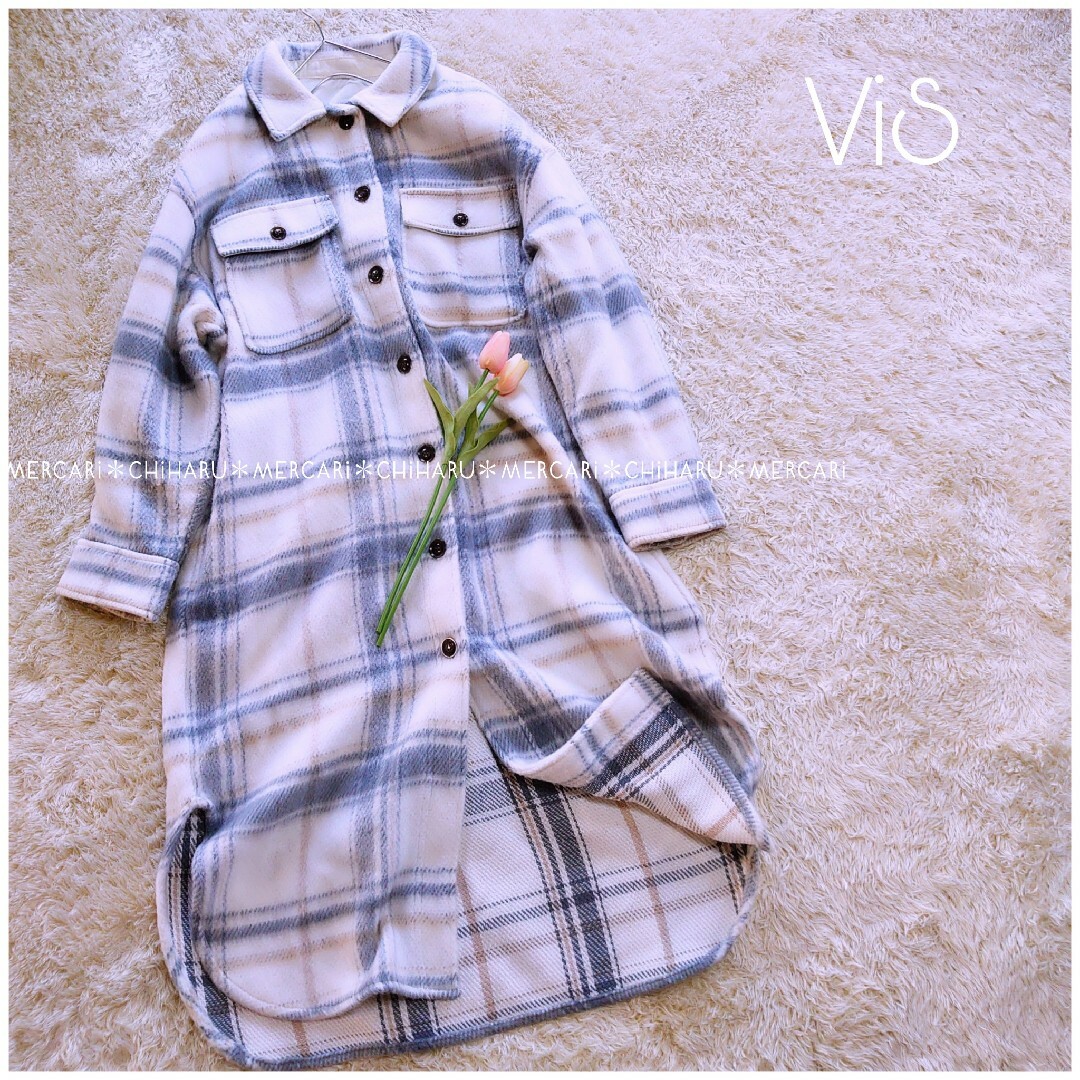 《ViS》シャギーチェックCPOロングジャケット 1