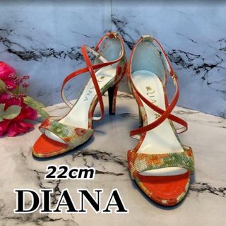 ダイアナ(DIANA)の【美品】◆DIANA ダイアナ◆花柄キャンバスパンプス◆22cm◆マルチ色◆(ハイヒール/パンプス)