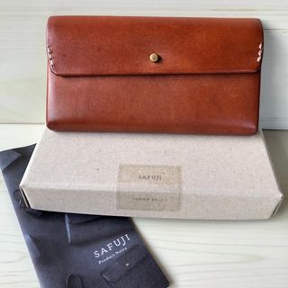 入手困難】safuji ミニ長財布 ホック キャメル シンプル-