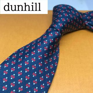 ダンヒル(Dunhill)の美品★ ダンヒル★ 有名 ブランド ネクタイ シルク  ネイビー ドット 微光沢(ネクタイ)