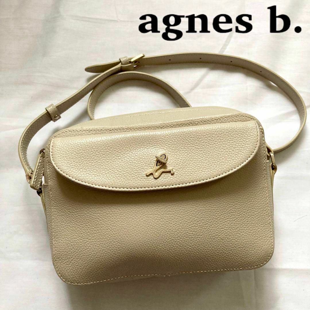 agnes b. ロゴ ターンロック レザーショルダーバッグ ハンドバッグ ...