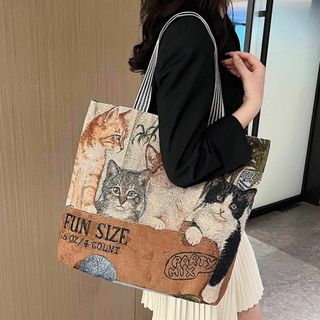 刺繍 トートバッグ 猫 可愛い 人気 おしゃれ アンティーク 韓国(トートバッグ)