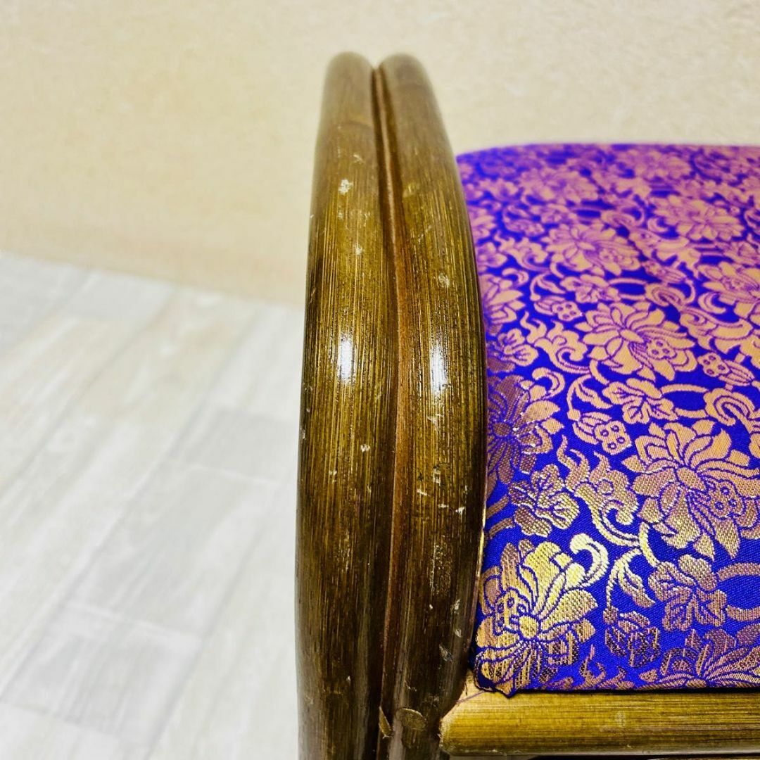 ラタン 仏前 金襴 座椅子 紫金襴 法事 木製 スツール ① 7