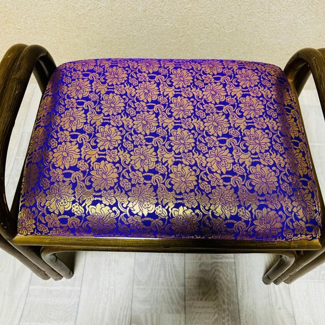 ラタン 仏前 金襴 座椅子 紫金襴 法事 木製 スツール ① 9