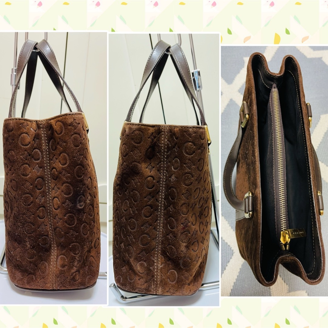 美品 状態考慮 セリーヌ Cマカダム スエードレザー ハンドバッグ 美品 状態考慮 セリーヌ Cマカダム スエードレザー ハンドバッグ