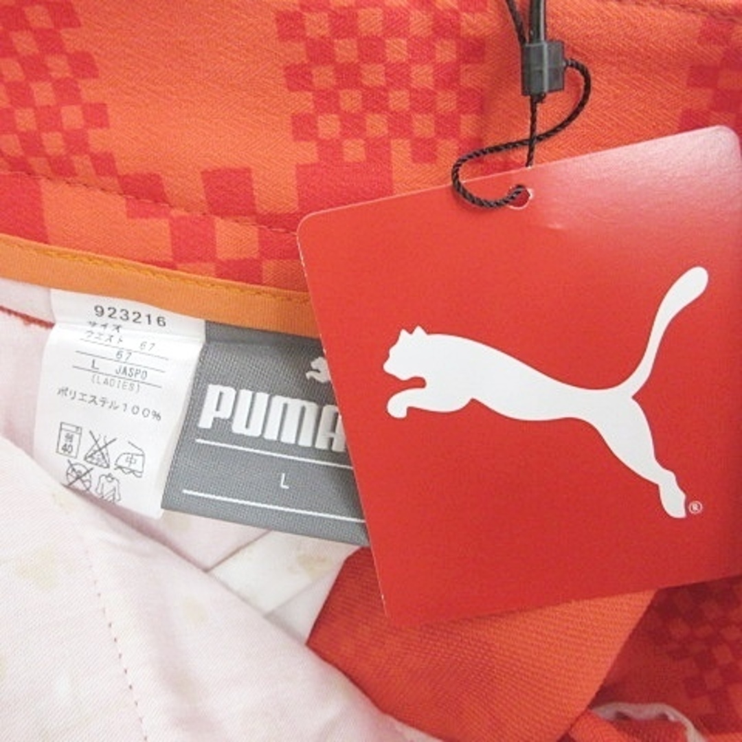 プーマ ゴルフ PUMA パンツ チェック ストレッチ 赤 レッド オレンジ L