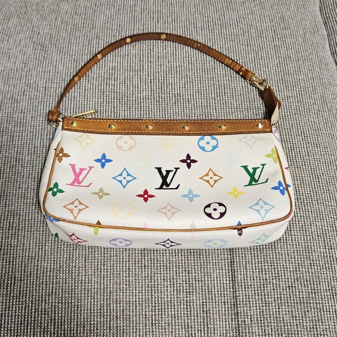 LOUIS VUITTON(ルイヴィトン)の【送料込】ルイヴィトン♡マルチカラーポシェットアクセソワール白 レディースのファッション小物(ポーチ)の商品写真