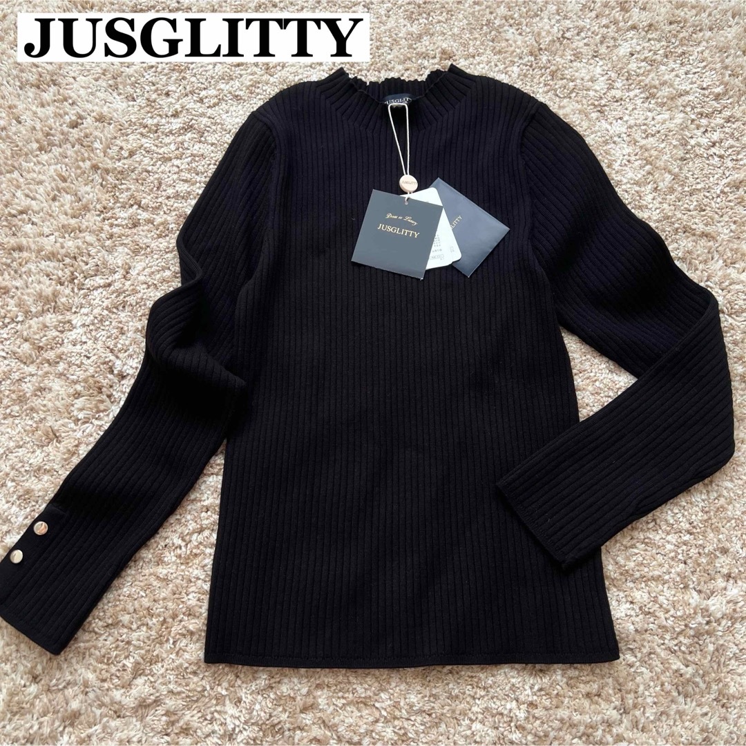 新品タグ付✨【JUSGLITTY】ジャスグリッティー 長袖ニット 黒ブラック