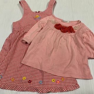 ミキハウス(mikihouse)のMIKIHOUSE BeBe ワンピース シャツ 2点セット 子供服 ブランド(ワンピース)