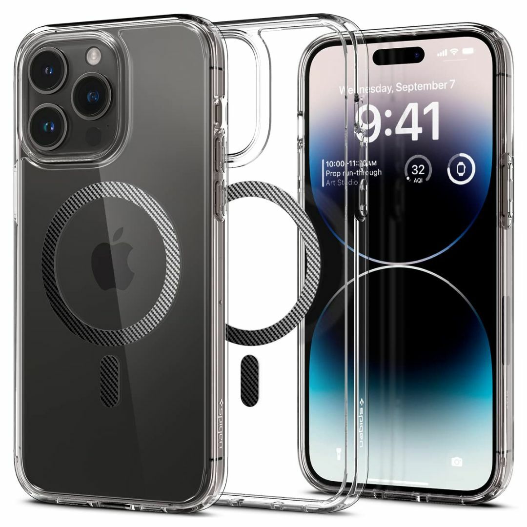 【色:カーボン・ファイバー】Spigen iPhone14Pro ケース Mag