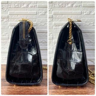 ヴェルサーチ クロコダイル レザー チェーン ショルダー バッグ