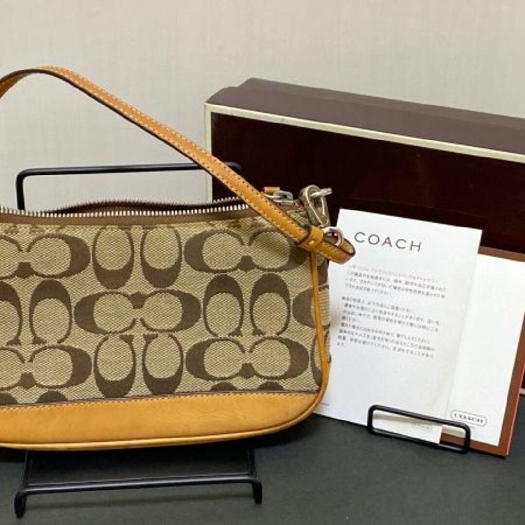 コーチ COACH デミポーチ シグネチャー ミニハンドバッグ 箱付き