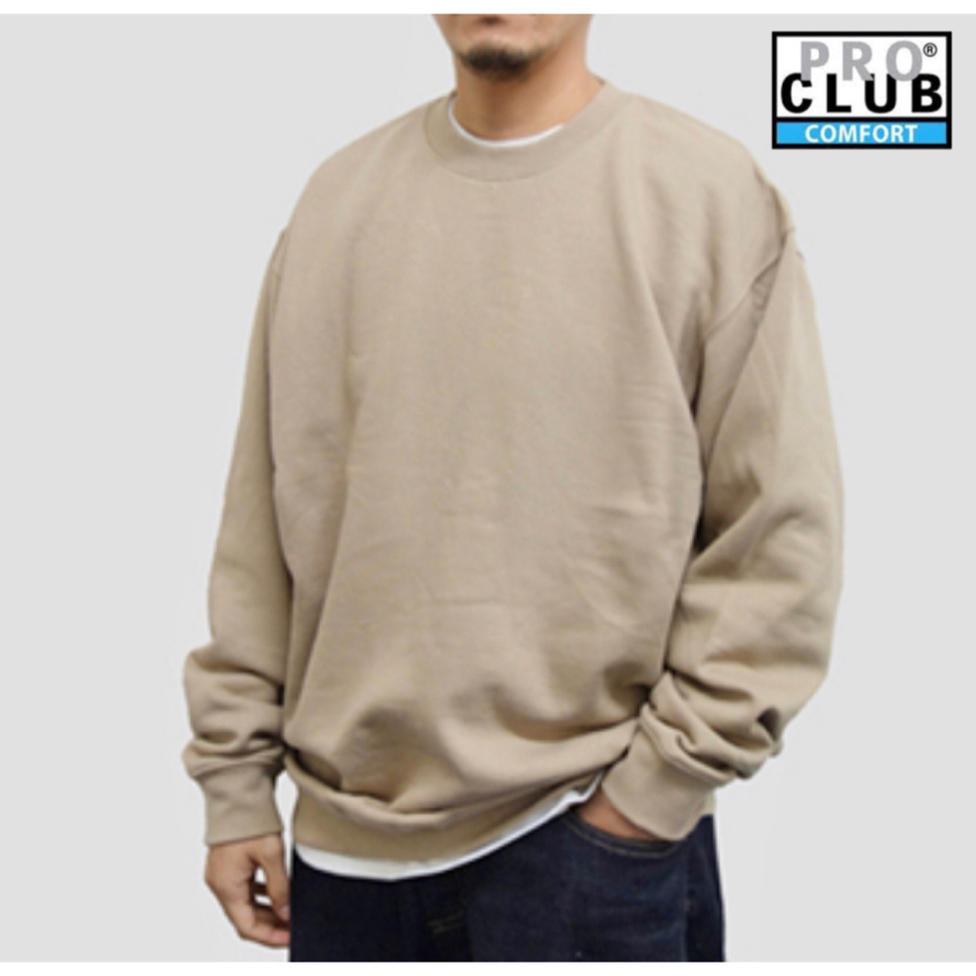 PRO CLUB プロクラブ 9.0oz コムフォートトレーナー　カーキ 2XL