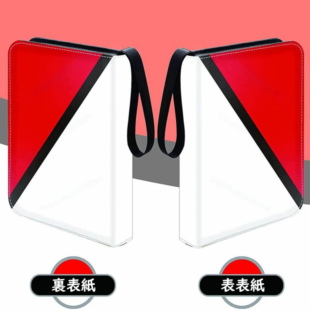 【色: 白＆赤（A）】トレカ ファイル 400枚 900枚収納可能 カードファイ 2