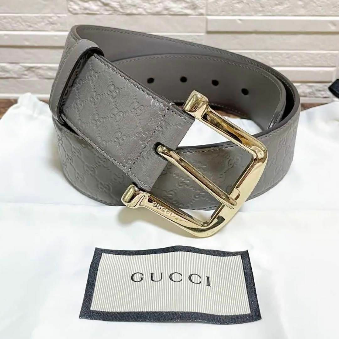 Gucci - 美品 グッチ マイクロ シマ レザー GG 柄 ベルト バックル