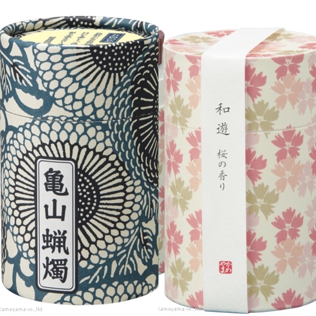 和遊　１０分蝋燭筒箱(五色の芯）\u0026 桜の香りミニ寸筒箱セット 和遊筒箱専用ギフト