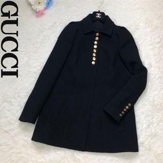 新品タグ付 GUCCI ノーカラージャケット ネイビー コットン Sサイズ-