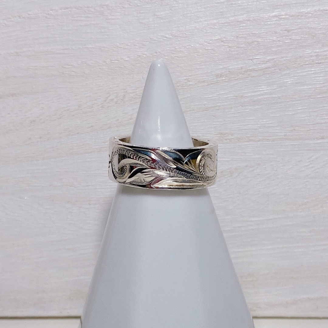 ハワイアンジュエリー ホヌ×スクロール フラット リング 指輪 シルバー 17号 レディースのアクセサリー(リング(指輪))の商品写真
