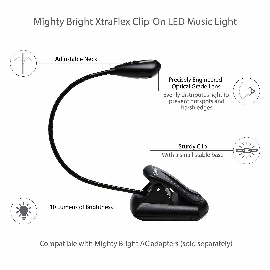 Mighty Bright 譜面台用LEDライト Xtra Flex キッズ/ベビー/マタニティのおもちゃ(楽器のおもちゃ)の商品写真