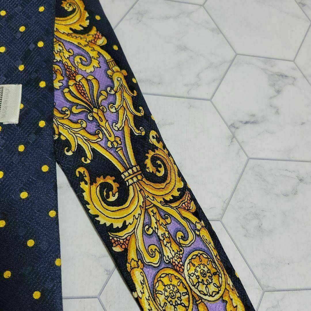 VERSACE - ヴェルサーチ ネイビー ドット キング ネクタイ スーツ