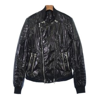 バルマン BALMAIN ノーカラー ラムレザージャケット 9 ダークブラウン